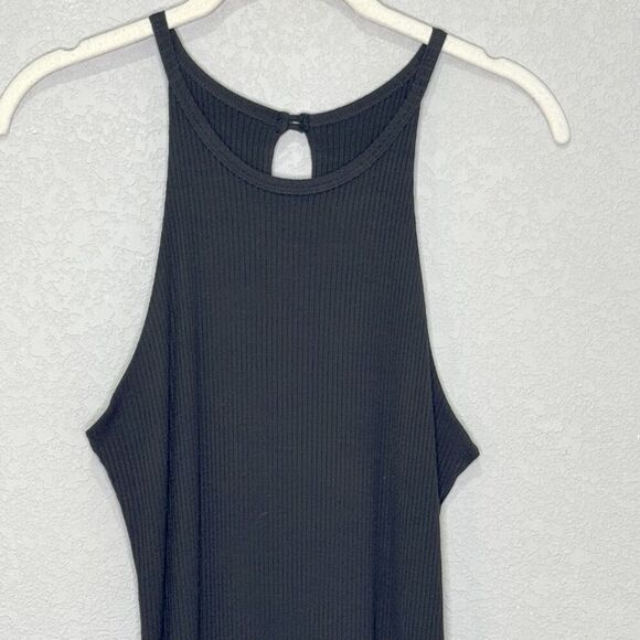 LNA Dress Small Black Double Layer Ribbed Tank Keyhole Midi Stretch Made USA - Picture 5 of 11